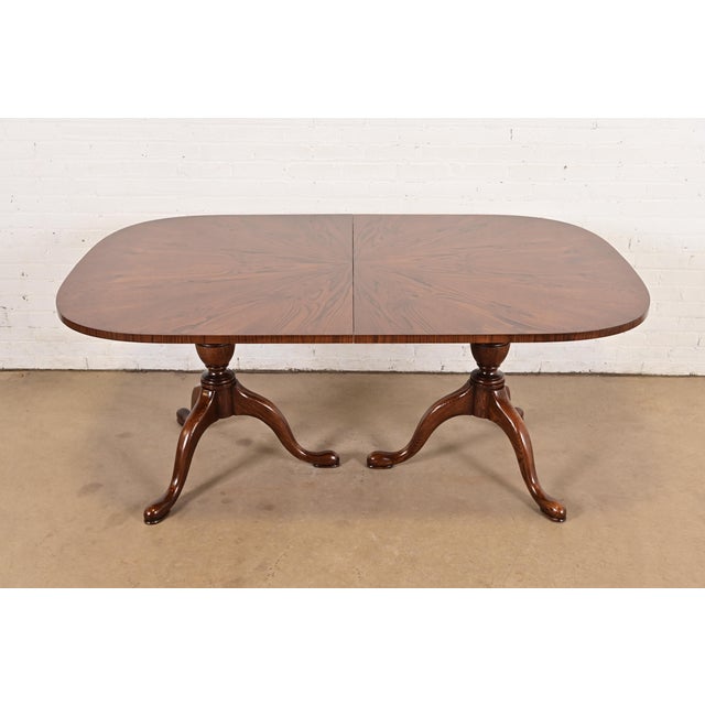 Wood John Stuart Georgian Oak Double Pedestal Extension Dining Table, Newly Refinished For Sale - Image 7 of 14