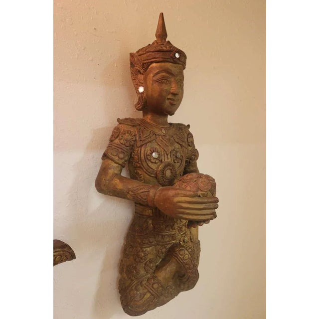 19th Century Teak Carved Large Gilt Siamese Figures - a Pair For Sale In West Palm - Image 6 of 8