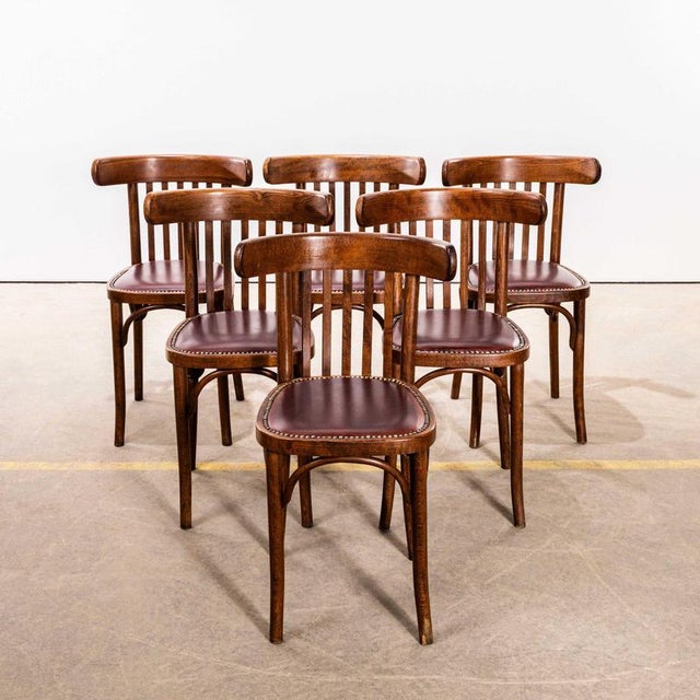 Classic Bistro Red Upholstered Dining Chairs, 1950s For Sale - Image 3 of 12