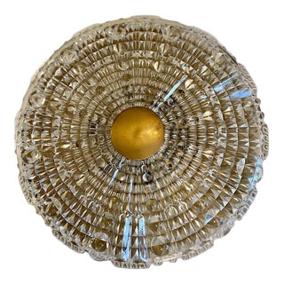 Orrefors Lyfa Mid Century Modern Pressed Glass Flush Mount by Carl Fagerlund For Sale