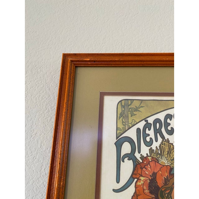 Cornflower Blue Vintage Alphonse Mucha Framed Posters - Bières De La Meuse & Monaco-Monte Carlo (Pre-1977) - a Pair For Sale - Image 8 of 9