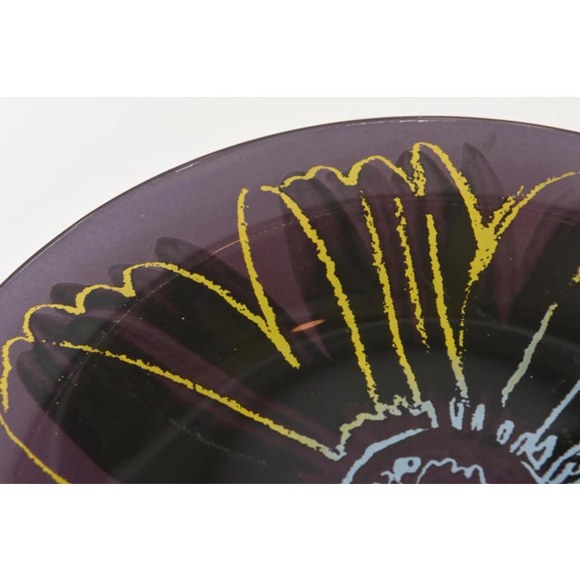 Vintage Rosenthal Glass Flower Plate or Serving Plate Designed After Andy Warhol 80's For Sale In Miami - Image 6 of 10