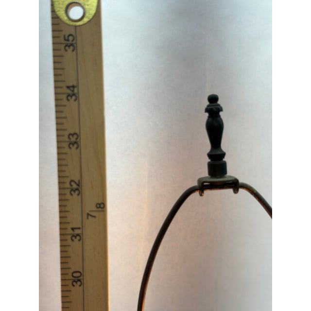 Glass Vintage Painted Satin Glass Table Lamp With Gilded Floral Accents For Sale - Image 7 of 9