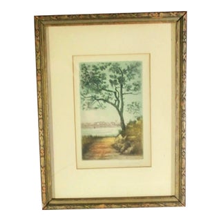Hand Colored Etching St. Servan Circa 1920s' For Sale