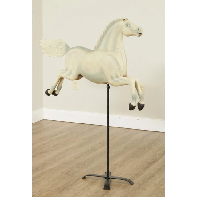 High Quality Hand Painted Reproduction Tin Horse Weathervane on Iron Stand