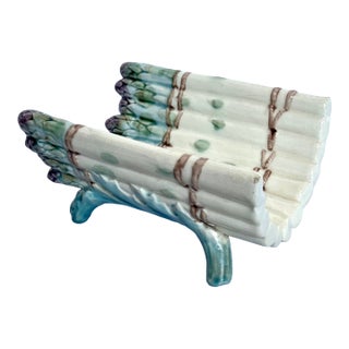 Antique French Keller & Guérin Lunéville Barbotine Asparagus Server, Circa 1890 For Sale
