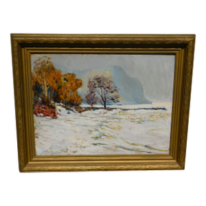Elmer S Hader, Oil Painting 1922 Snowscene