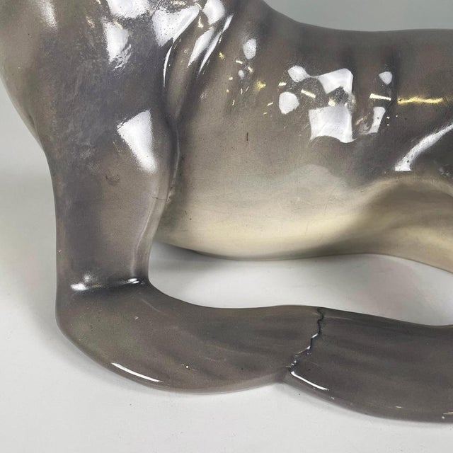 Mid-Century Italian Ceramic Sculpture of a Sea Lion by Urbano Zaccagnini, 1920s For Sale - Image 9 of 16