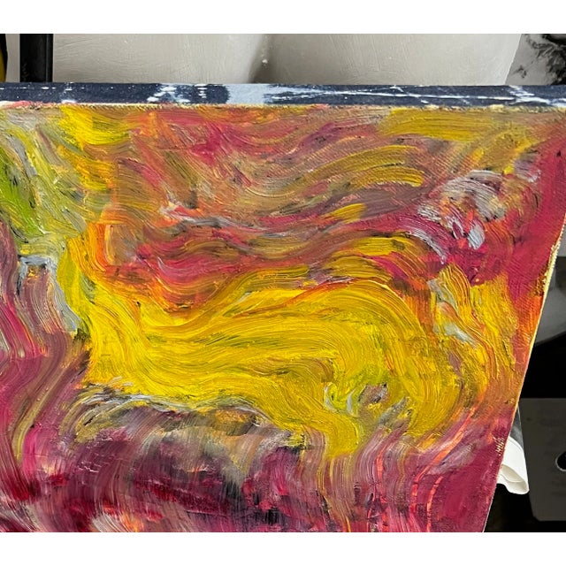 2023 "In Between" Expressionist Figurative Acrylic & Oil Painting on Denim by Thierry Hennequin For Sale - Image 4 of 7