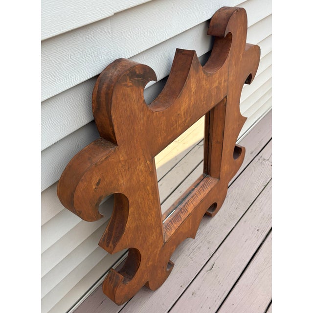 Metal Folk Art Metal Industrial Mirror For Sale - Image 7 of 9