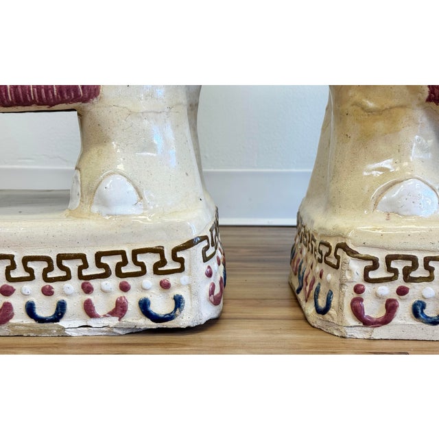 Vintage Ceramic Elephant Motif Garden Stool Pair For Sale - Image 10 of 10