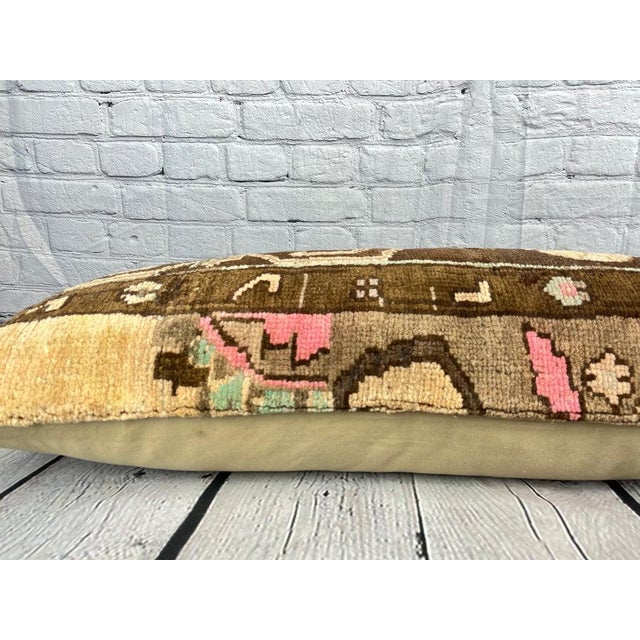 14 x 35 Lumbar Rug Pillow Tranquil Refuge Turkish Pillow Cushion Cover For Sale - Image 4 of 4