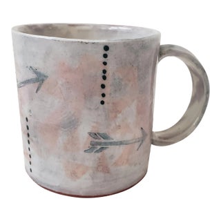 2000s Handmade Ceramic Mug With Arrow Print For Sale