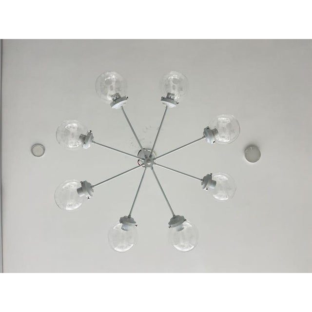 Glass White Sputnik Chandelier, Clear Glass Globe Pendant Light, 8-Light Minimalist Ceiling Fixture For Sale - Image 7 of 10