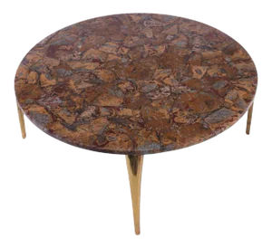 Modern Yellow Conglomerate Round Coffee Table