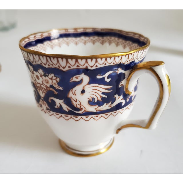 These English fine bone china tea cups and saucers were manufactured by Crown Staffordshire during the 1970s. The...