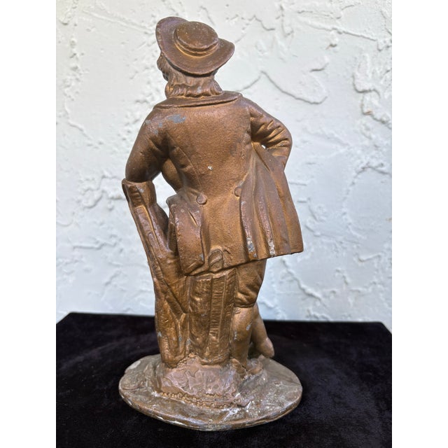 Early 20th Century French-Style Shepherd & Goat Bronze-Patina Sculpture For Sale - Image 4 of 9