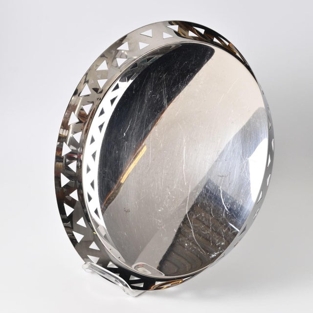 Large Triangle Pattern Stainless Steel Tray by King-Kong for Alessi For Sale - Image 6 of 8