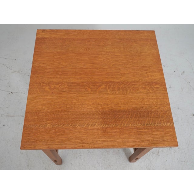 Mission Stickley Square Mission Oak Lamp Table For Sale - Image 3 of 14