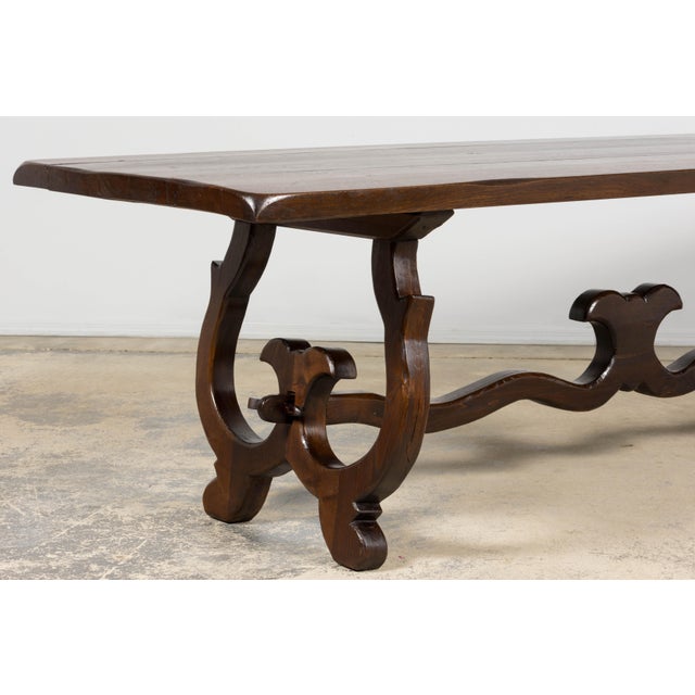 19th Century Spanish Oak Refectory Table With Monumental Trestle Base For Sale - Image 18 of 18