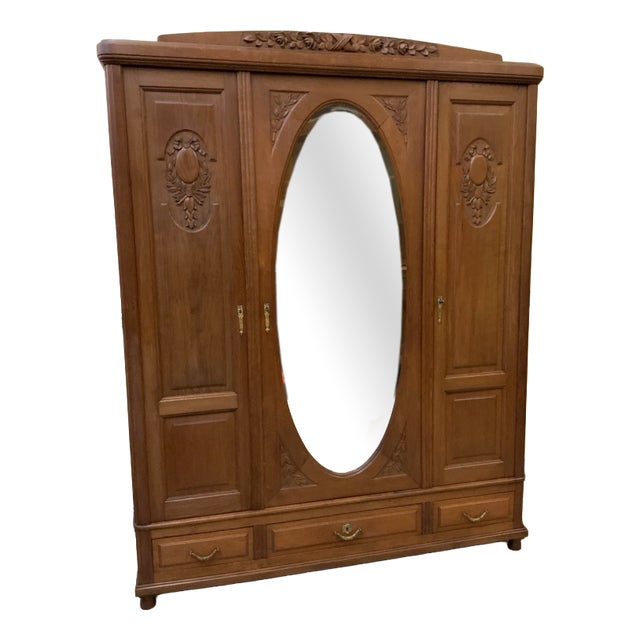 Antique Art Nouveau Wardrobe in Linen Cupboard, 1910 For Sale