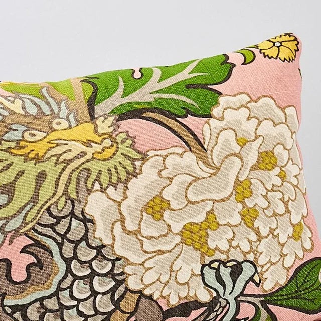 Schumacher Schumacher Chiang Mai Dragon Pillow in Blush For Sale - Image 4 of 5