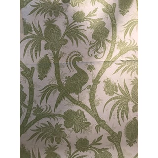 Transitional Scalamandre Balinese Peacock Pear Fabric - 1 1/2 Continuous Yards For Sale