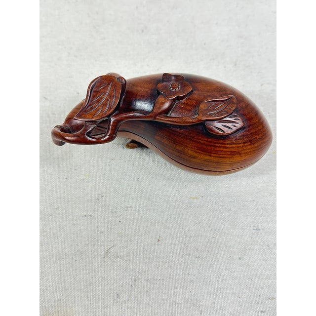 Late 19th Century Antique Japanese Hand Carved Antique Japanese Wooden Lidded Box Shaped Like an Eggplant. For Sale - Image 5 of 10