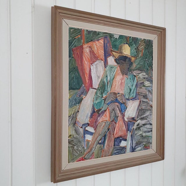 Edward Nordin, Expressionst Woman Portrait, 1948, Oil on Canvas For Sale - Image 9 of 18