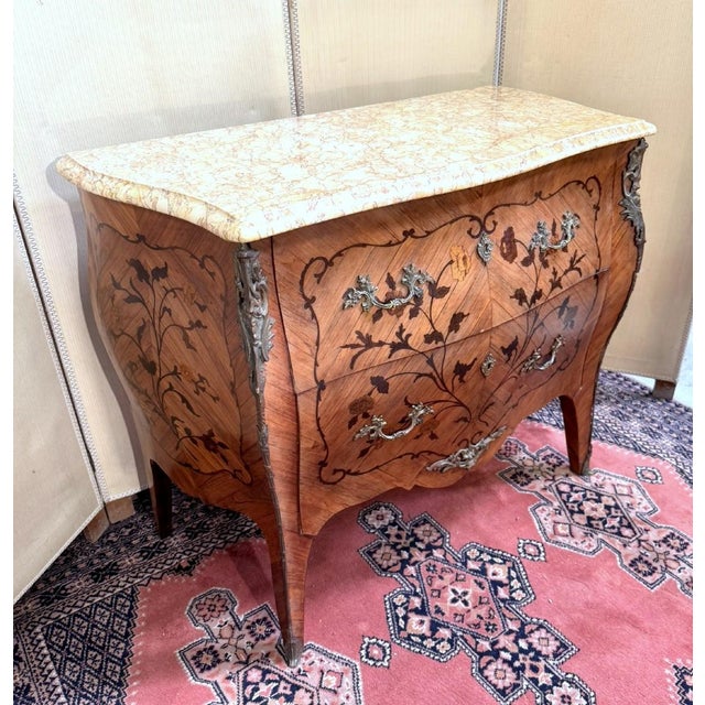 1920s Louis XvV Style Curved Lady's Commode in Marquetry, 1920s For Sale - Image 5 of 6