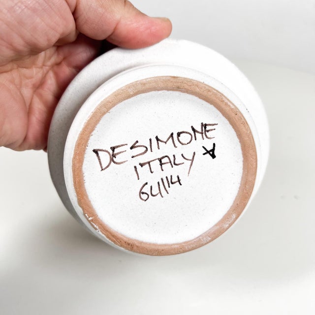 1960s 1960s Hand Painted Art Pottery Happy Sun Face Dish by DeSimone Italy For Sale - Image 5 of 6