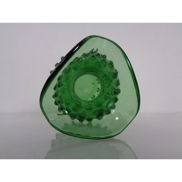 Italian Green Bubble Glass Vase & Bowl from Empoli, 1960s, Set of 2 For Sale - Image 11 of 16