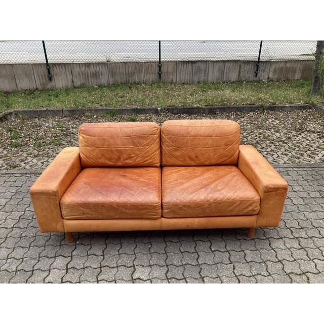 Vintage Danish Cognac Leather Sofa, 1980s For Sale - Image 3 of 18
