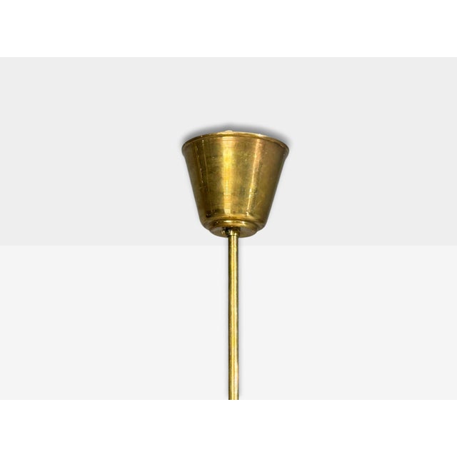 1940s Swedish Modern, Pendant Light, Brass, Textured Glass For Sale - Image 12 of 12