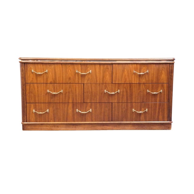 Mid-Century Modern Thomasville Furniture Agenda Collection Solid Walnut MCM Mid Century Modern 62" Triple Dresser 23411-125 For Sale - Image 3 of 15