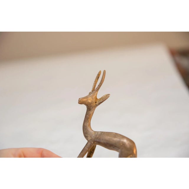 Bronze Vintage African Golden Patina Mixed Metal Gazelle For Sale - Image 8 of 9
