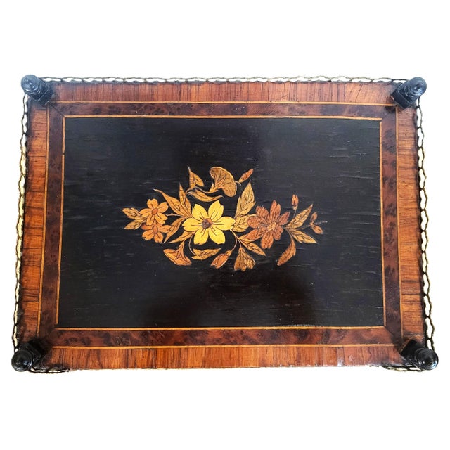 19th C French Inlaid 3 Tier Rosewood Ebony & Bronze Gallery Table Stand Etegere For Sale - Image 9 of 15
