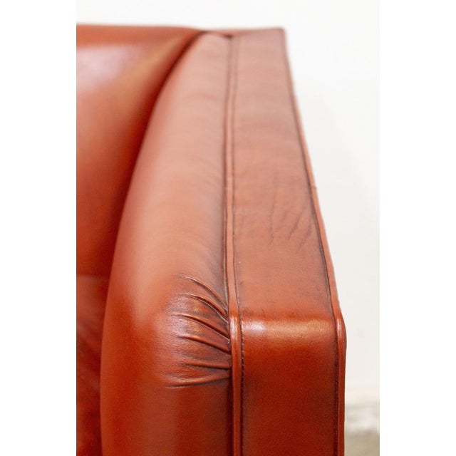Textile Set of Leather Armchair with Footstool For Sale - Image 7 of 17