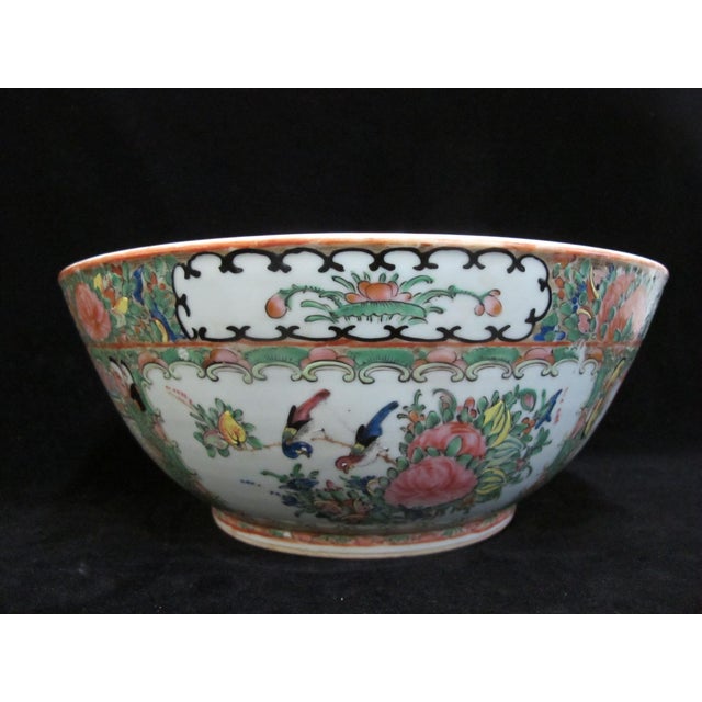 Ceramic Chinese Export Porcelain Famille Rose Medallion 11" Punch Serving Bowl For Sale - Image 7 of 16