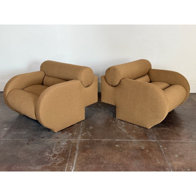 Vintage 1980's Attributed to Vladimir Kagan Arriviste Roll Back Lounge Chairs For Sale - Image 11 of 14