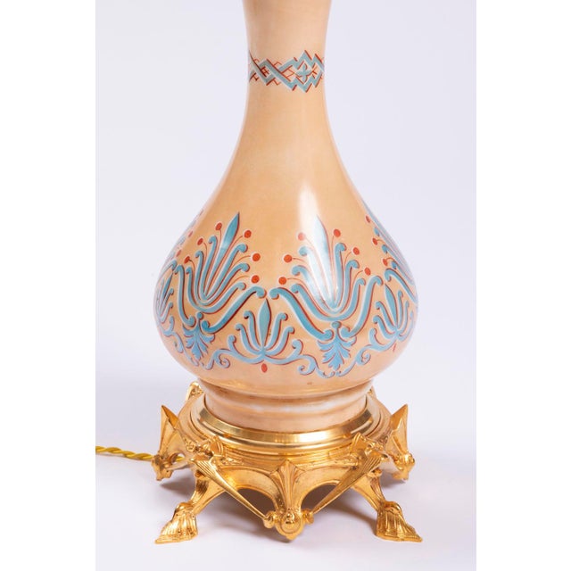 Metal Gothic Style Gilt Bronze & Opaline Table Lamps, 1890s, Set of 2 For Sale - Image 7 of 10