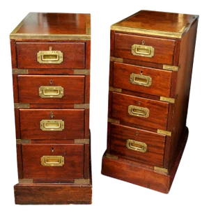 George III Three Drawer Nightstands, 1850, Set of 2