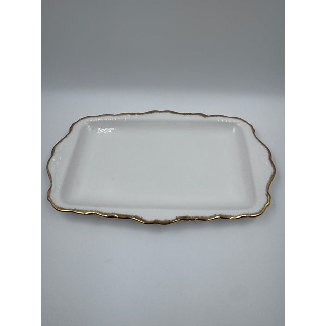 English Mid 20th Century Royal Albert Bone China Gold Rim Sandwich & Tidbit Serving Set – 4 Pieces For Sale - Image 3 of 8