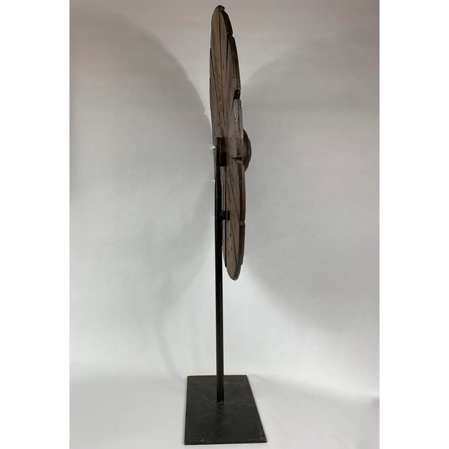 Old Hand Carved Wooden Yarn Winder on Custom Stand