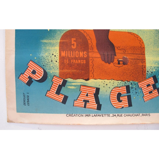 1939 French Art Deco Poster - Loterie Nationale Advertisement - 16e Tranche 1939 - Plages For Sale - Image 4 of 6