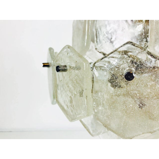 1960s Mid-Century Four-Tiered Kalmar Ice Glass Chandelier For Sale - Image 6 of 11