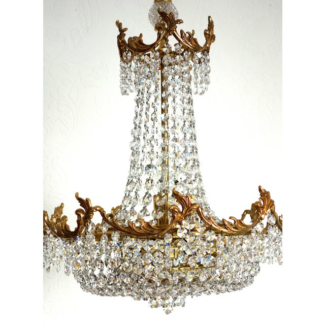 Brass Lead and Crystal Chandelier from Palwa, 1970s For Sale - Image 14 of 15