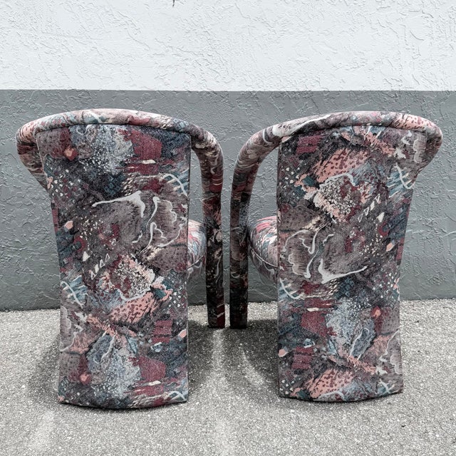 Vintage Postmodern. Purple Pink and Blue Arm Chairs - A Pair For Sale - Image 4 of 6