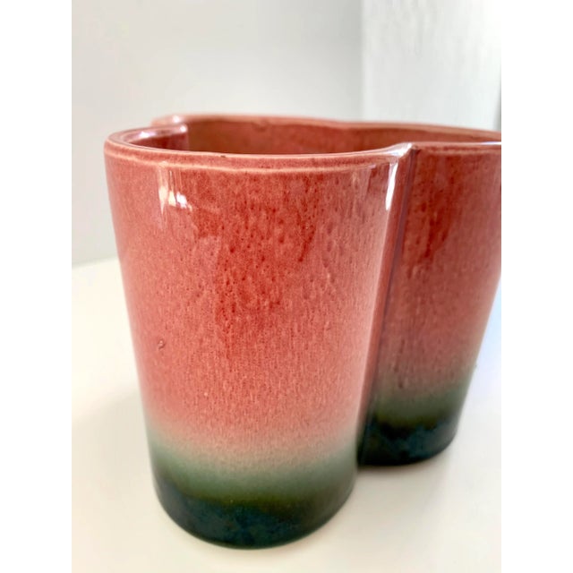 Pink and Green Planter Pot 1950s Hull Pottery Cachepot Ombre For Sale - Image 10 of 12