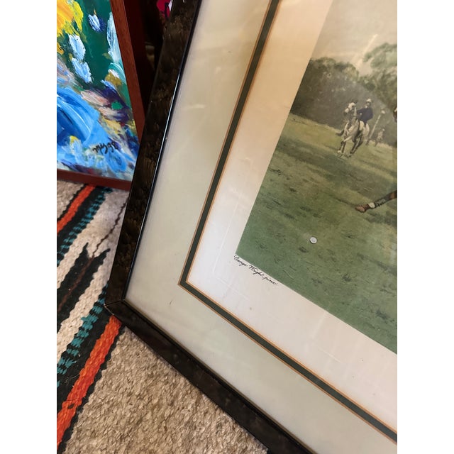 Vintage Large Framed Polo Horses Print, Signed For Sale - Image 4 of 7